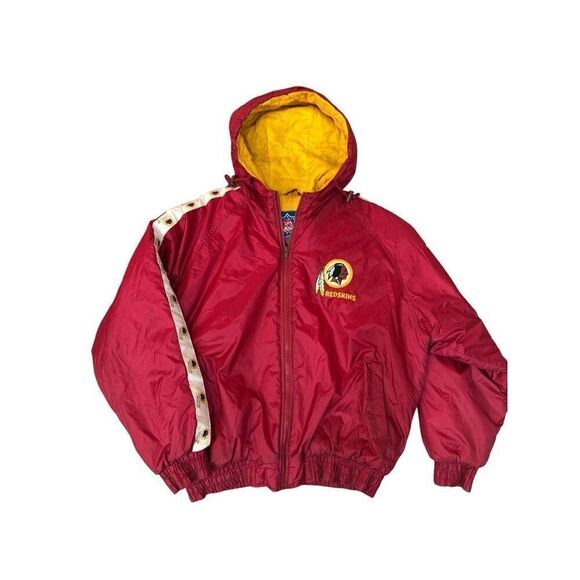 Game Day Mens NFL Washington Redskin Zip Hooded vintage  puffer coat Red Size XL - Picture 10 of 15
